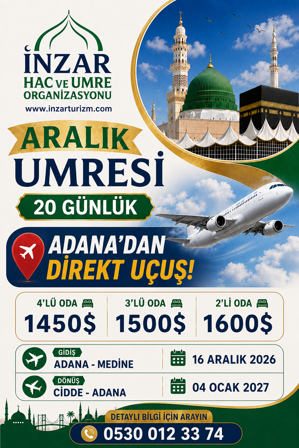 Adana 20 Günlük Aralık Umresi