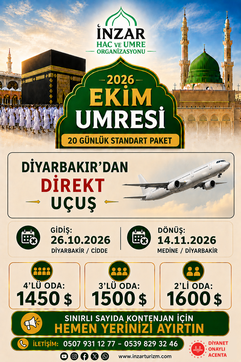 Ekim Ayında 20 Günlük Diyarbakır'dan Direkt Uçuş