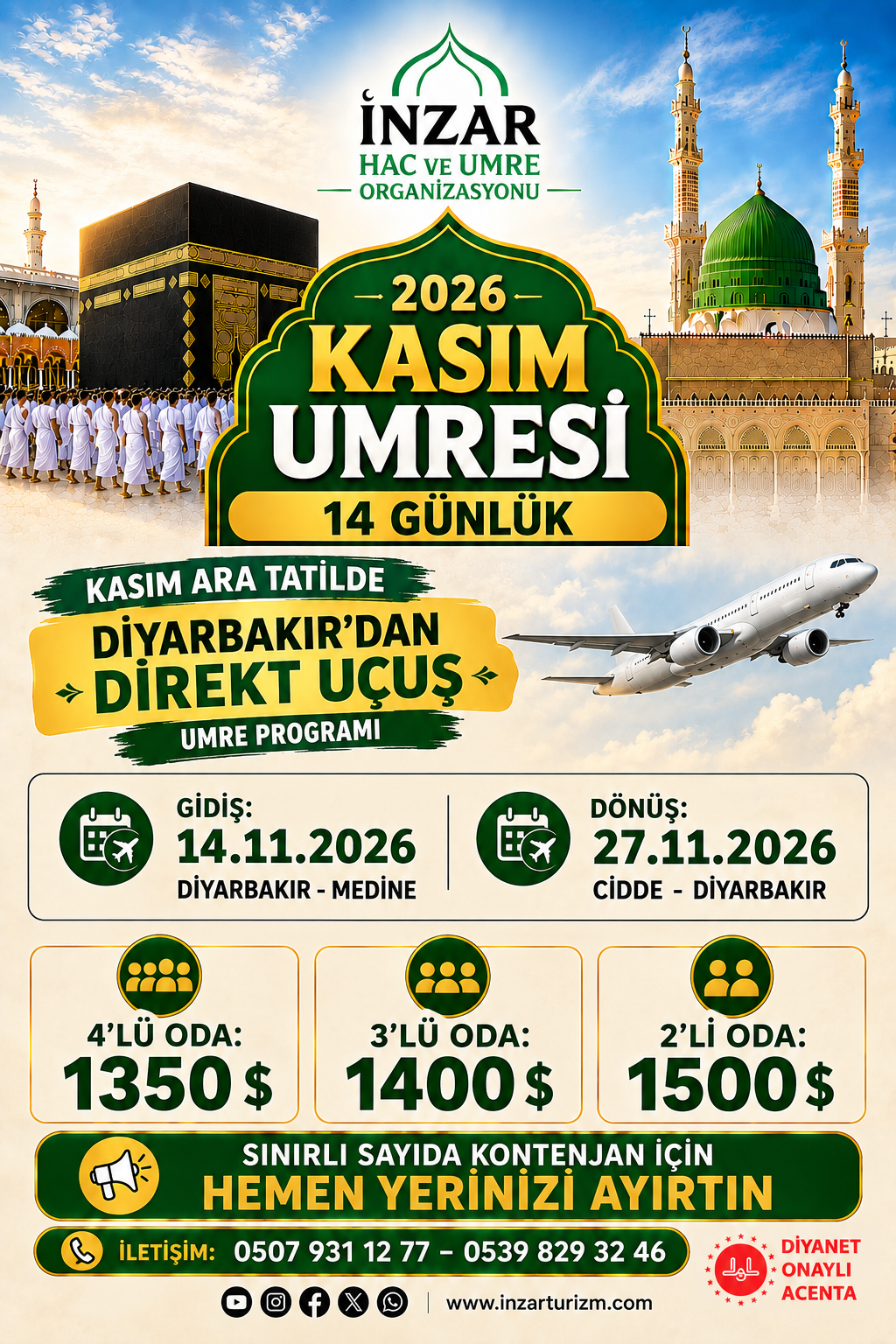 2026 KASIM ARA TATİL UMRESİ – 14 GÜNLÜK