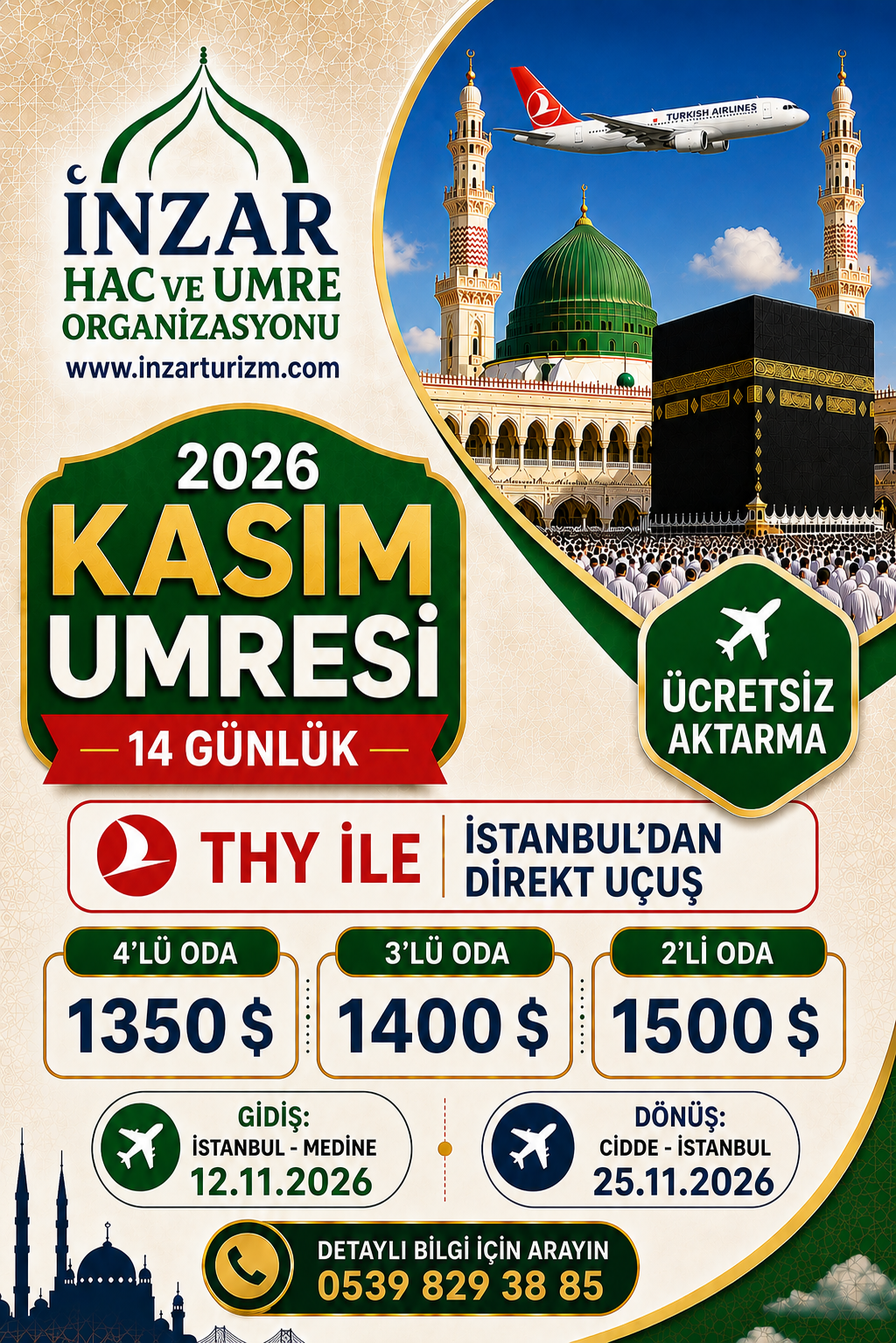 2026 KASIM UMRESİ -İSTANBUL * 14 GÜN